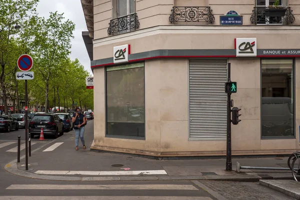 Vista Fachada Tienda Credit Agricole Bank Insurance Company Marca French — Foto de Stock