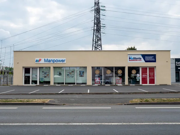 Manpower Maliterie Logo View Front Store French Shop Brand Signage — Stock Fotó