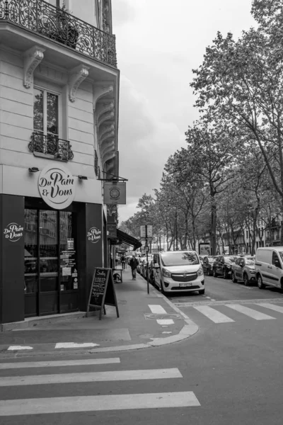 Ретро Картина Черно Белый Фасад Магазина Французского Хлебобулочного Цеха Artisan — стоковое фото