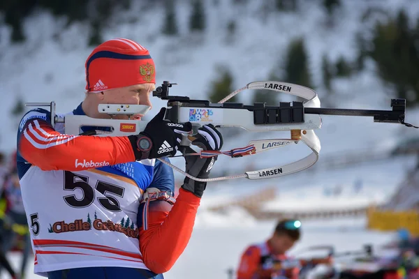 Cheile Gradistei, Roamania - 24 Januari: Pesaing tak dikenal di Kejuaraan Dunia Remaja & Junior IBU Biathlon 24 Januari 2016 sampai 02 Februari 2016, di Cheile Gradistei, Romanaia — Stok Foto