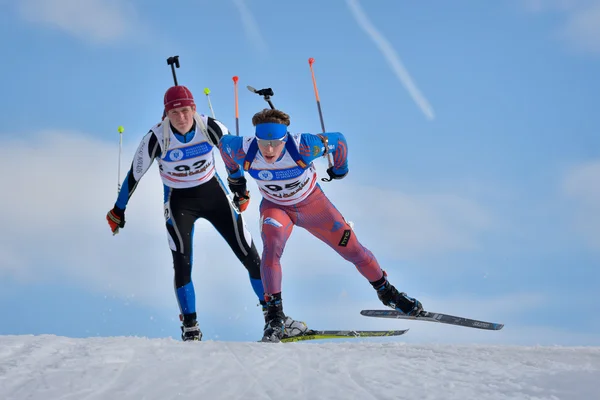 Cheile Gradistei, Roamania januar 28: Ukendt konkurrent i IBU Ungdom & Junior World Championships Biathlon 24 januar 2016 til 02 februar 2016, i Cheile Gradistei, Romanaia - Stock-foto