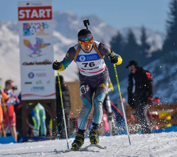 Cheile Gradistei, Roamania - 30 Januari: Pesaing tak dikenal di Kejuaraan Dunia Pemuda & Junior IBU Biathlon 24 Januari 2016 sampai 02 Februari 2016, di Cheile Gradistei, Romanaia — Stok Foto