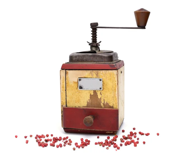 Röd paprika med gamla Pepparkvarn — Stockfoto