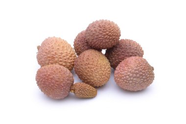 Lychee. Beyaz arka plan üzerinde taze lychees