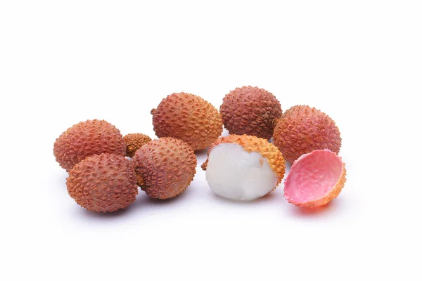 Lychee. Litchs frais sur fond blanc — Photo