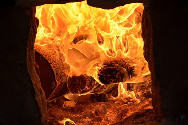 Burning fire in the stove — Stock Photo, Image