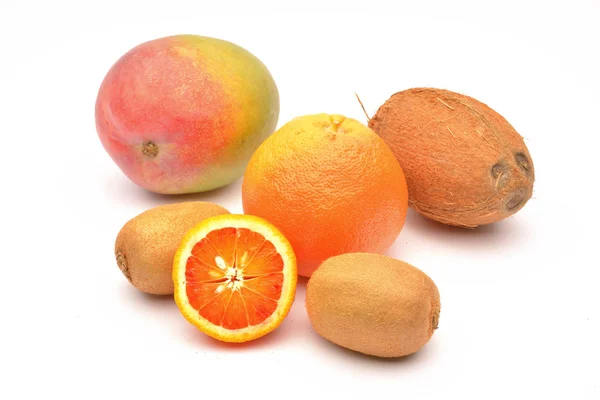 Exotic fruits on white background — Stock Photo, Image