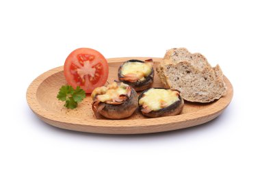 Fırında mantar domates ve ekmek