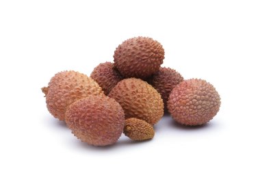 Lychee. Beyaz arka plan üzerinde taze lychees