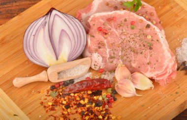 Çiğ domuz eti ve baharat