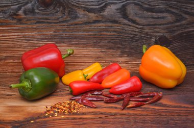 Renkli biber, pul biber ve baharat