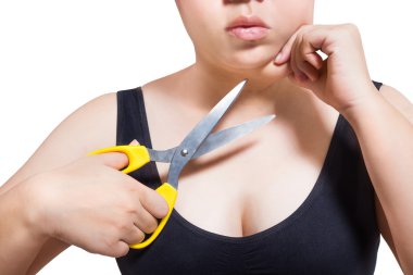 çene şişman obezite cerrahisi kavramı üzerinde beyaz izole kesmek kadın