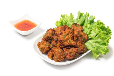 Tayland gıda Tayland kızarmış balık köftesi Tod Mun Pla denilen