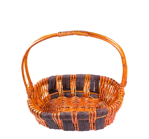 Wicker basket isolated on white — Stock Photo, Image