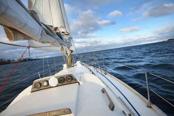 Uitzicht Jacht Boeg Winter Noordzee — Stockfoto