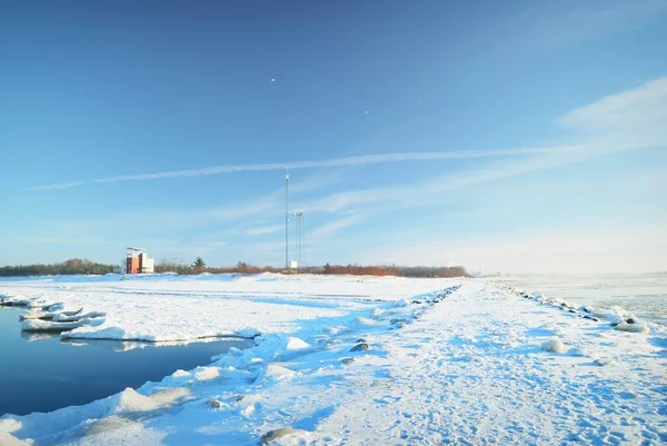 Frozen Baltic Sea Shore Clear Day Ice Texture Close Blue — Stock Photo, Image