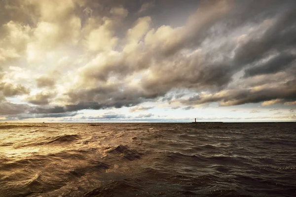 Uma Vista Para Mar Norte Partir Barco Vela Pôr Sol — Fotografia de Stock