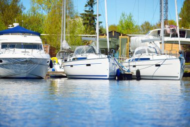 Şehir körfezinde yatlar