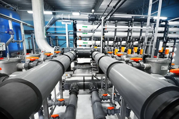 Reverse Osmosis Industrial City Water Treatment Station Wide Angle Perspective — Stock Photo, Image