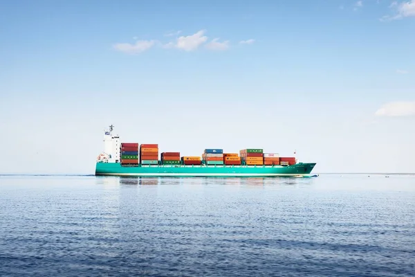 Großes Fracht Containerschiff Das Von Europoort Rotterdam Niederlande Aus Einem — Stockfoto