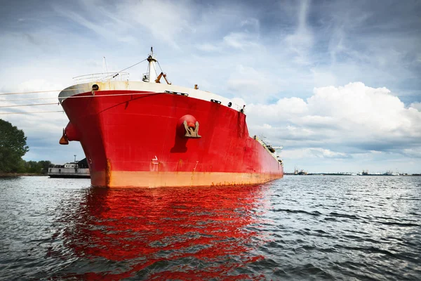 Large Red Tanker Cargo Ship Anchored Europort Close Rotterdam Netherlands — Stock Photo, Image