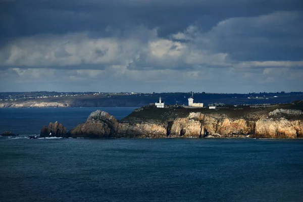 Luchtfoto Van Rotsachtige Kust Van Pointe Pen Hir Kliffen Van — Stockfoto