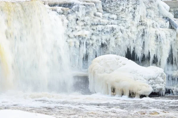 Cachoeira Keila Congelada Ciclones Salpicos Água Close Inverno Estónia Abstrato — Fotografia de Stock