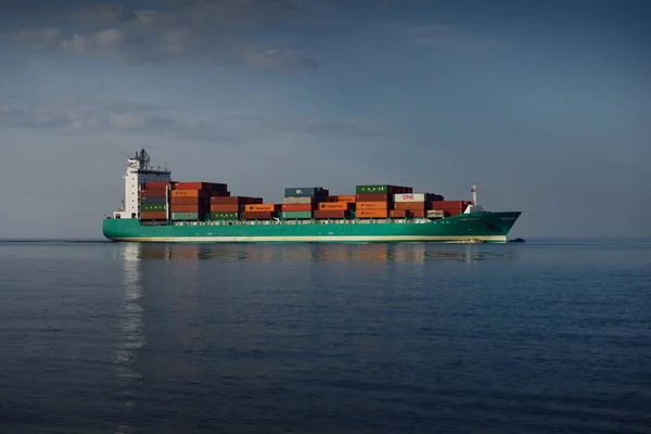 Großes Fracht Containerschiff Auf Dem Weg Vom Europoort Rotterdam Niederlande — Stockfoto