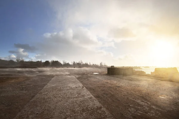 Östersjön Kust Efter Storm Och Snöstorm Liepaja Lettland Ett Episkt — Stockfoto