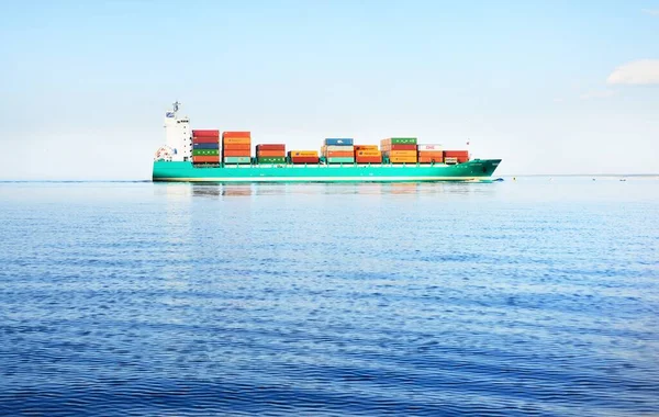 Stora Containerfartyg Som Seglar Från Europoort Rotterdam Nederländerna Öppet Hav — Stockfoto