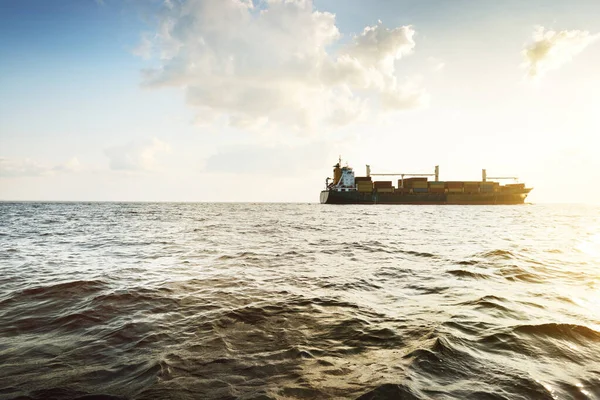 Grande Navio Contentor Carga Que Navega Partir Europoort Roterdão Países — Fotografia de Stock