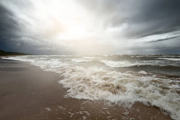 Baltic Sea Coast Dramatic Sunset Clouds Thunderstorm Latvia Epic Seascape — Stock Photo, Image