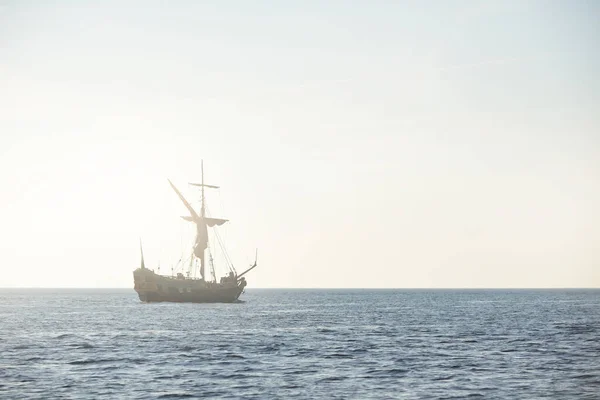 18Th Century Sailing Yacht Open Sea Sunset Close Holland Old — Stock Photo, Image