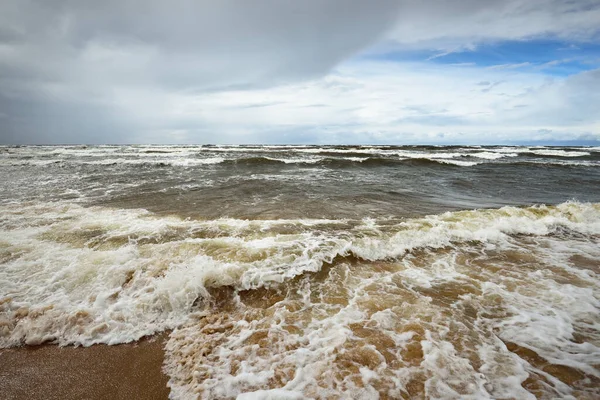 Mer Baltique Sous Des Couchers Soleil Spectaculaires Après Orage Vagues — Photo