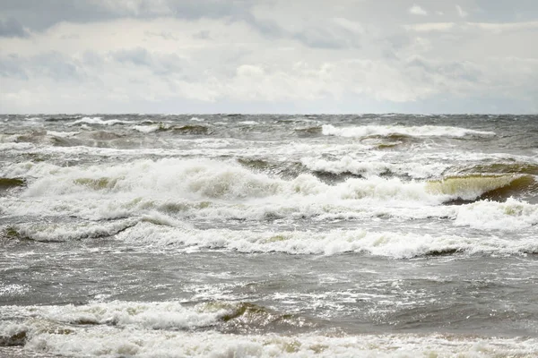 Baltic Sea Dramatic Sunset Clouds Thunderstorm Waves Close Latvia Epic — Stock Photo, Image