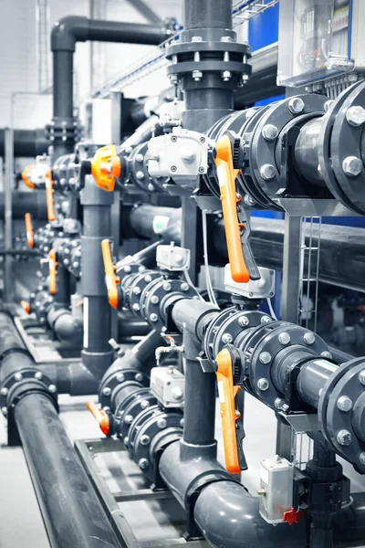 Pvc Pipeline Für Die Industrielle Stadtwasseraufbereitung Ventile Und Rohrverbindungen — Stockfoto