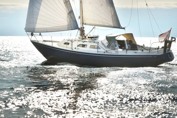 Blaue Schaluppe Getakelte Jacht Die Der Offenen Ostsee Segelt Aus — Stockfoto