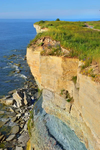 Flygfoto Över Klipporna Nära Östersjökusten Paldiski Sommarsemester Estland Idylliskt Landskap — Stockfoto