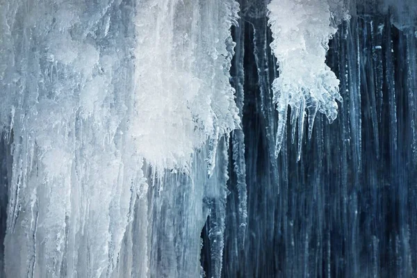 Frozen Keila Waterfall Icicles Water Splashes Close Winter Estonia Abstract — Stock Photo, Image