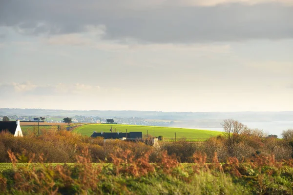 Dramatische Lucht Boven Het Groene Platteland Landbouwvelden Valleien Finistre Bretagne — Stockfoto
