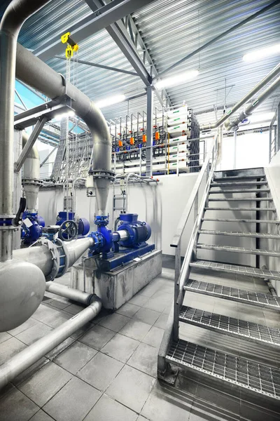 Pump Station Reverse Osmosis Industrial City Water Treatment Station Wide — Stock Photo, Image