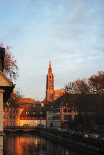 Cattedrale Strasburgo Vista Panoramica Dal Lungomare Nel Centro Storico Francia — Foto Stock