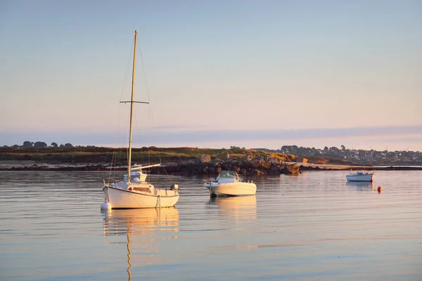 Yachter Och Båtar Ankrade Förtöjning Hornfloden Panoramautsikt Över Luften Sommarlandskap — Stockfoto