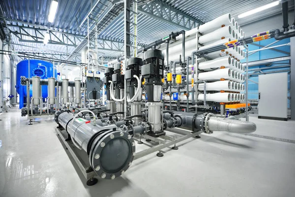 Pump Station Reverse Osmosis Industrial City Water Treatment Station Wide — Stock Photo, Image