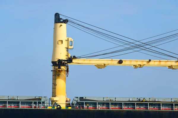 Large Black Cargo Crane Ship Anchored Strait Gibraltar View Yacht — Stock Photo, Image