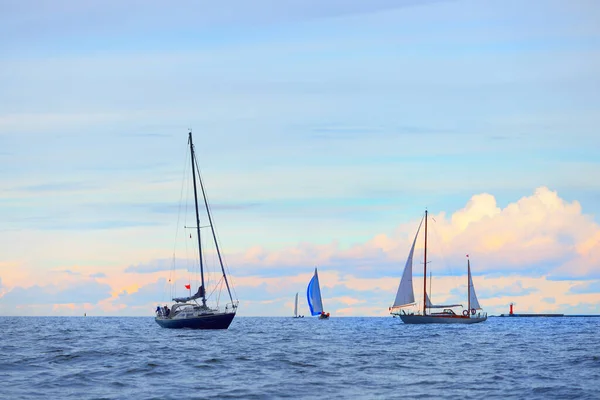 Kék Sloop Felszerelt Vitorlás Vintage Két Árboc Jacht Yawl Más — Stock Fotó