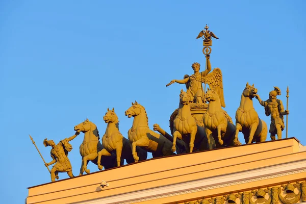 Arch General Staff Building Saint Petersburg Russia Sculptures Close Travel — Stock Photo, Image