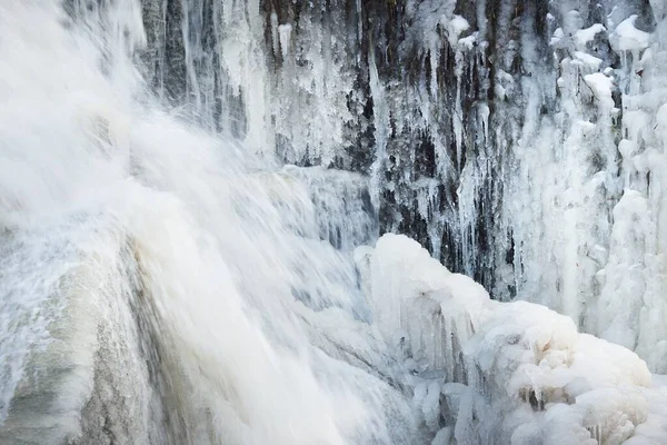 Cachoeira Keila Congelada Ciclones Salpicos Água Close Inverno Estónia Abstrato — Fotografia de Stock