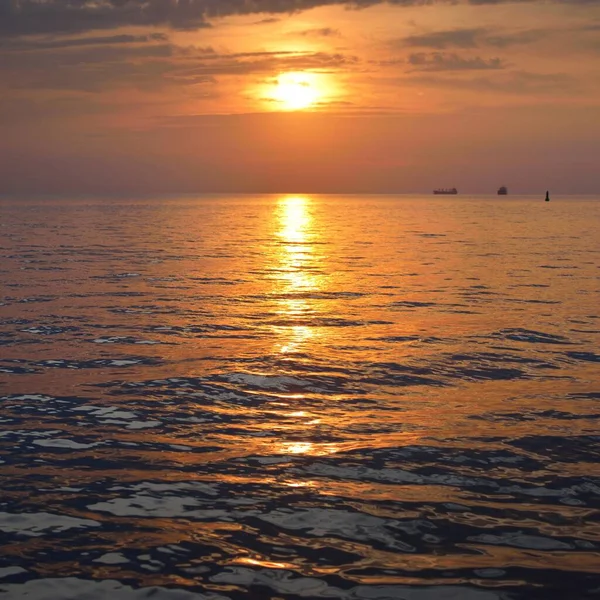 Una Puesta Sol Colorida Mar Báltico Abierto — Foto de Stock