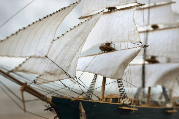 Antiquarisch Houten Schaalmodel Van Het Grote Clipper Schip Close Traditionele — Stockfoto